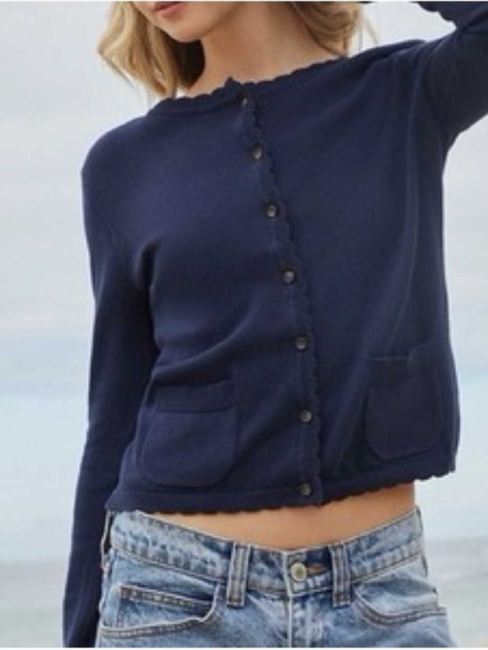 NEW!! PacSun John Galt Brandy Melville Classic Navy Zoe Cardigan Sweater OS